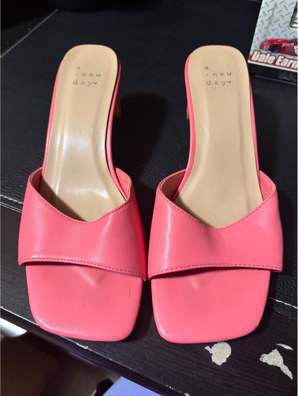 A New Day Pink Square Toe Mule Heels Size 6